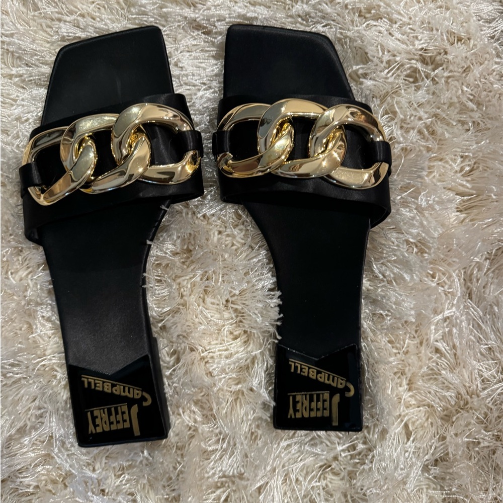 Flat Jeffrey Campbell gold detail sandal